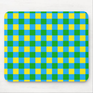 Tapis De Souris Bleu Vert Jaune Chèque Plaid Design Motif