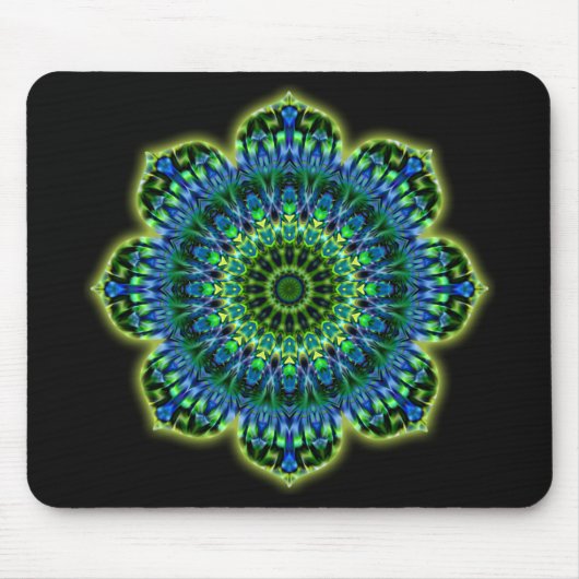 Tapis De Souris bleu vert mandala | noir (Devant)