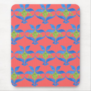 Tapis De Souris Bleu, Vert, Rouge Art Nouveau Motif Mousepad