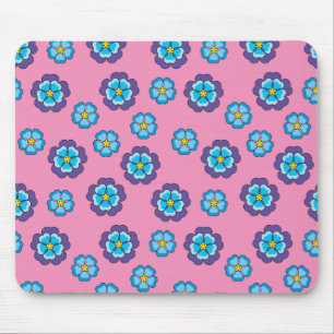 Tapis De Souris Bleu Violet rose motif floral