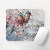 Tapis De Souris Bleus et fleurs joliment peints (Avec souris)