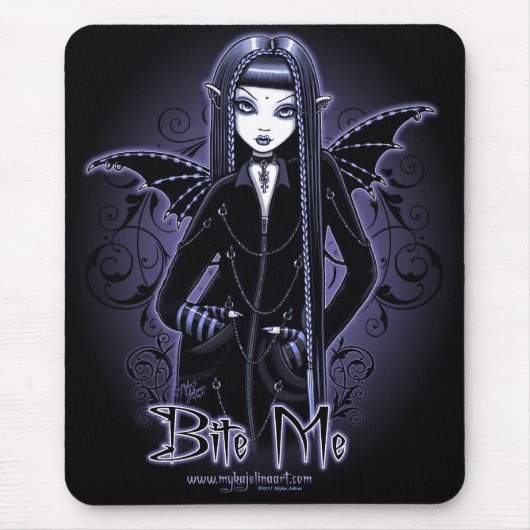 Tapis De Souris Bleus gothiques de "Mina" me mordent vampire Fae (Devant)