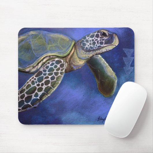 Tapis De Souris Bleus Mousepad de tortue de mer (Avec souris)