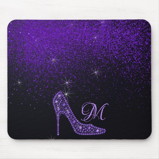 Tapis De Souris Bling Sparkle Diamond Glitter High Heels Purple (Devant)