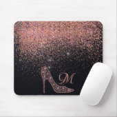 Tapis De Souris Bling Sparkle Diamond Glitter High Heels Rose Gold (Avec souris)