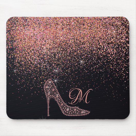 Tapis De Souris Bling Sparkle Diamond Glitter High Heels Rose Gold (Devant)