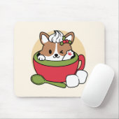 Tapis De Souris Bliss de cacao d'hiver - Chien mignon en mode Mug (Avec souris)