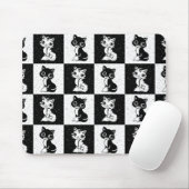 Tapis De Souris Bloc de monogramme noir blanc pour chat (Avec souris)
