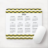Tapis De Souris Bloc jaune et noir du calendrier (Avec souris)