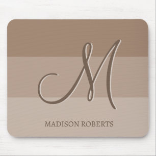 Tapis De Souris Blocs de couleurs Mocha Monogramme personnalisé