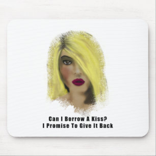 Tapis De Souris Blonde Bombshell Femme Emprunter Un Baiser
