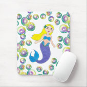 Tapis De Souris Blonde natation Sirène fille bulles Océan mer (Avec souris)