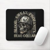 Tapis De Souris Blood Sweat Profanity Construction Worker Skull Bl (Avec souris)