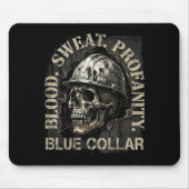 Tapis De Souris Blood Sweat Profanity Construction Worker Skull Bl (Devant)
