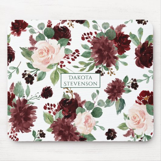 Tapis De Souris Blooms rustiques | Terracotta et Marsala Coutume r (Devant)