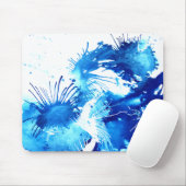 Tapis De Souris Blue Acrylic Inks Floral Weird Abstract Painting (Avec souris)
