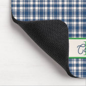 Tapis De Souris Blue and Green Gingham Plaid Tartan Monogram (Coin)
