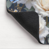 Tapis De Souris Blue Butterflies in a White Rose Garden (Coin)