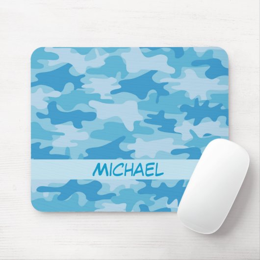 Tapis De Souris Blue Camo Camouflage Name Personalized (Avec souris)
