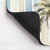 Tapis De Souris Blue Cream Stripes Tropical Palm Tree (Coin)