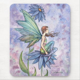 Tapis De Souris Blue Daisy Fairy Mousepad by Molly Harrison