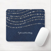 Tapis De Souris Blue Denim & Diamonds Faux Sparkle Bling Chic (Avec souris)