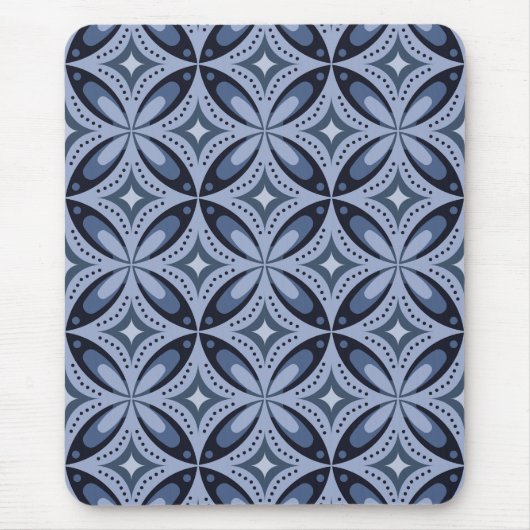 Tapis De Souris Blue Geometric Pattern Retro Style (Devant)