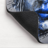 Tapis De Souris Blue Grey Mauvaise Fille visage et monogramme (Coin)