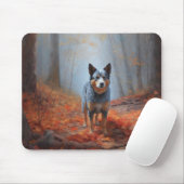 Tapis De Souris Blue Heeler dans les feuilles d'automne automne au (Avec souris)