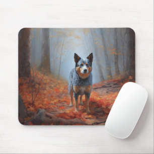 Tapis De Souris Blue Heeler dans les feuilles d'automne automne au