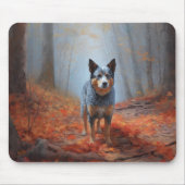 Tapis De Souris Blue Heeler dans les feuilles d'automne automne au (Devant)