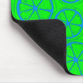 Tapis De Souris Blue Lime Lemon Pattern with Neon Green Background (Coin)
