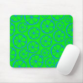 Tapis De Souris Blue Lime Lemon Pattern with Neon Green Background (Avec souris)