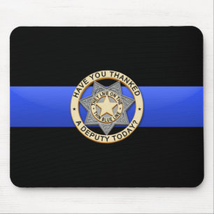 Tapis De Souris Blue Line mince diminuent et Badge