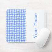 Tapis De Souris Blue Modern Houndstooth avec nom (Avec souris)