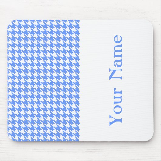 Tapis De Souris Blue Modern Houndstooth avec nom (Devant)