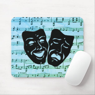 Tapis De Souris Blue Music Art unit les masques de théâtre