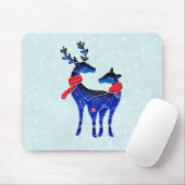 Tapis De Souris Blue Nordic Christmas Reindeer Pair (Avec souris)