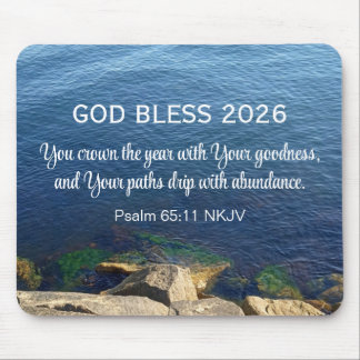 Tapis De Souris Blue Ocean Photo Blessed New Year 2026 Christian