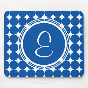 Tapis De Souris Blue Polka Dot Monogram