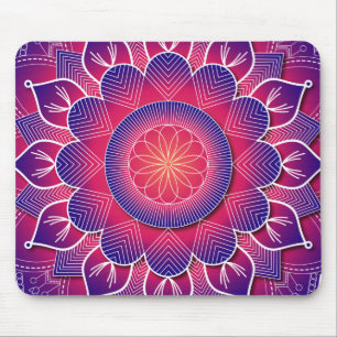 Tapis De Souris Blue Purple Traditional Mandala Design