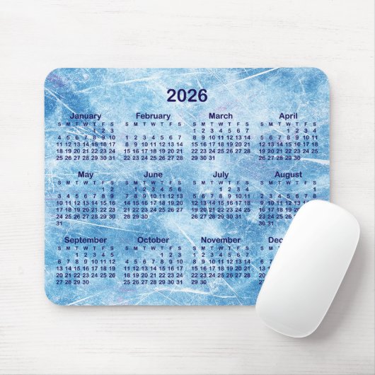 Tapis De Souris Blue Scratched Ice 2026 Calendar (Avec souris)