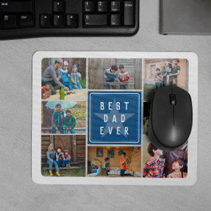 Tapis De Souris Blue Star Meilleur papa Jamais Photo Collage