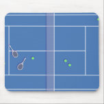Tapis De Souris Blue Tennis Court Preppy Joueur de tennis moderne<br><div class="desc">Conception personnalisée de court de tennis classique en bleu avec des raquettes de tennis classiques, chic, preppy & élégantes et des balles de tennis vertes. Un cadeau simple et minimaliste pour votre coach de tennis ou votre équipe de tennis. Cadeau personnalisé pour un joueur de tennis. Illustration du terrain de...</div>