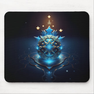 Tapis De Souris Blue White Fractal Design With Stars