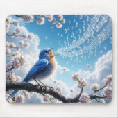 Tapis De Souris Bluebird chante sur une branche de cerisier (Devant)