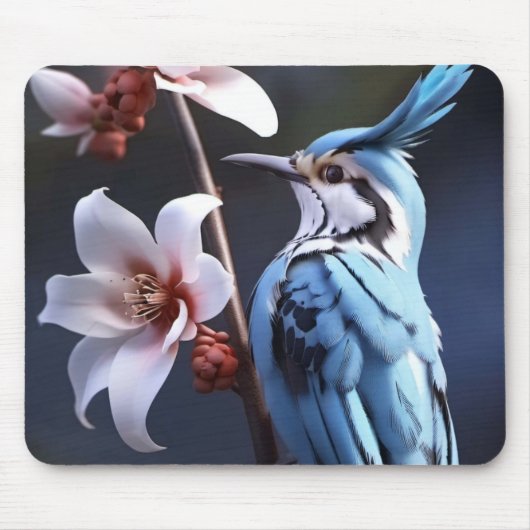 Tapis De Souris Bluejay et Fleurs (Devant)