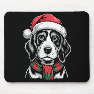 Tapis De Souris Bluetick Coonhound Chien Santa Hat F Christmas Cos