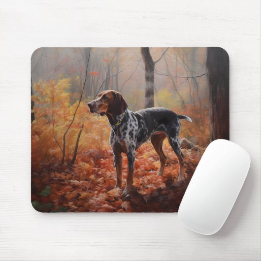 Tapis De Souris Bluetick Coonhound en automne Leaves automne Inspi (Avec souris)