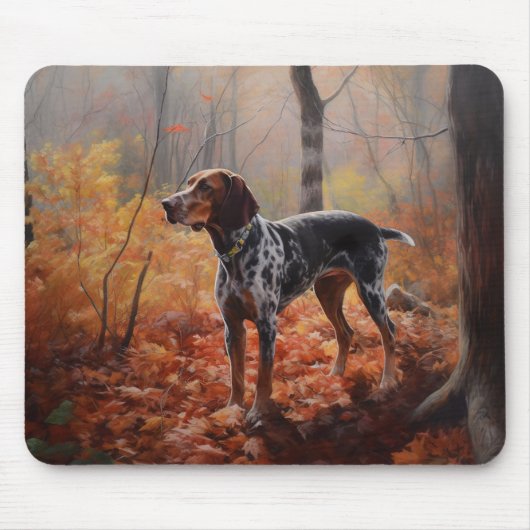 Tapis De Souris Bluetick Coonhound en automne Leaves automne Inspi (Devant)